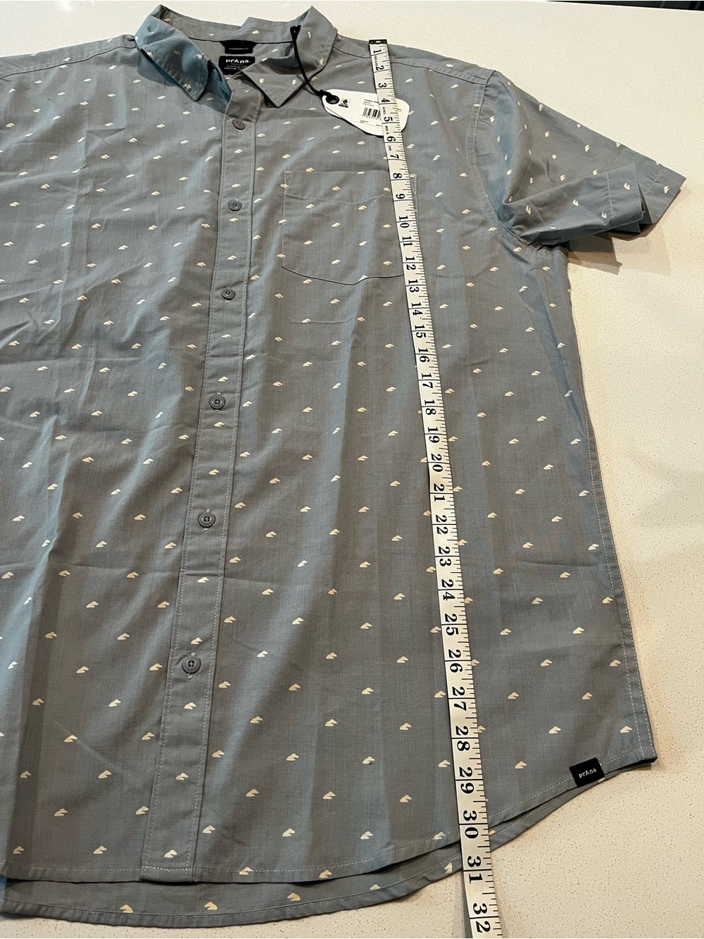 NWT Prana Men’s Tinline Button Down Short Sleeve Shirt Quarry Cloud- XL - Picture 12 of 12